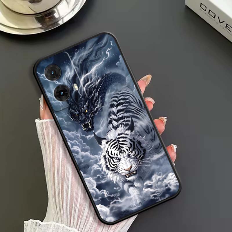 Anime Dragon Design Phone Case For Motorola G85 Edge 50 G24 G35 G14 G04 40 G72 G34 G G54 G13 G32 5G Black