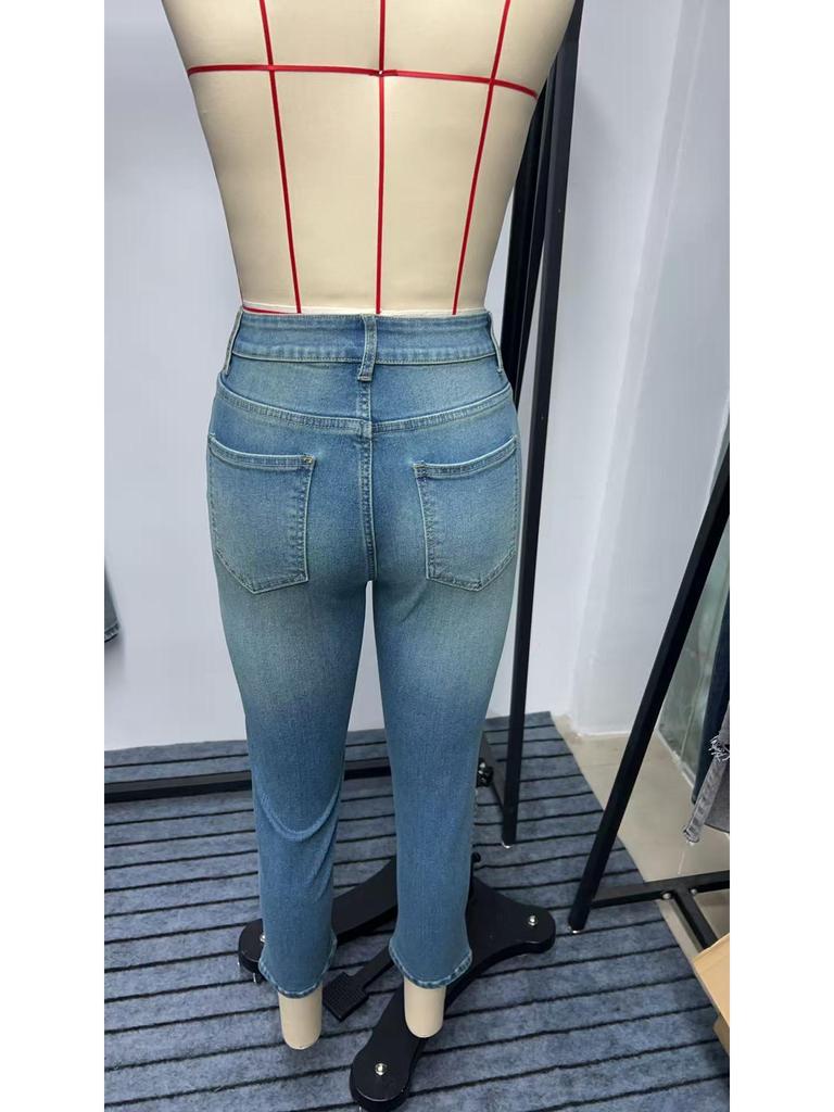 Księżniczka Czerwone Kolce: Rozciągliwe Jeansy Capri Skinny w Stylu Retro i Bardzo Rozciągliwe