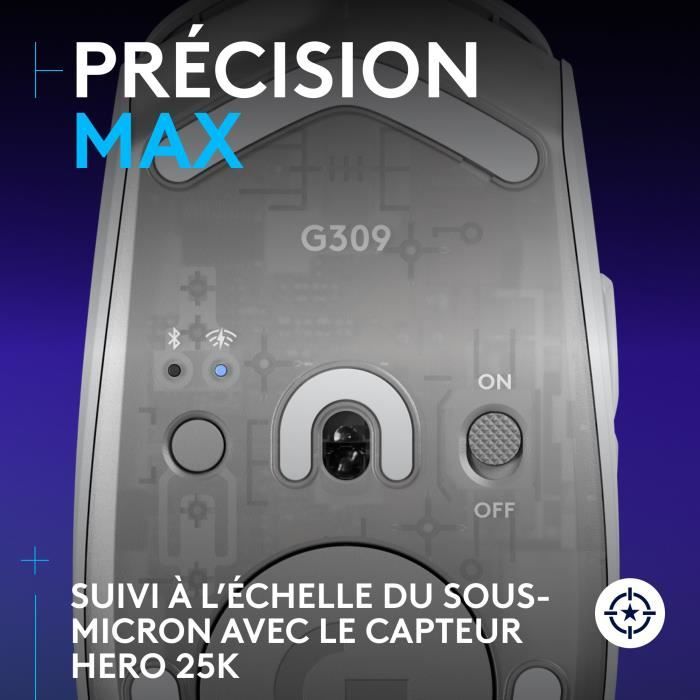 Souris Gamer - Sans Fil - Logitech G - G309 - Blanc