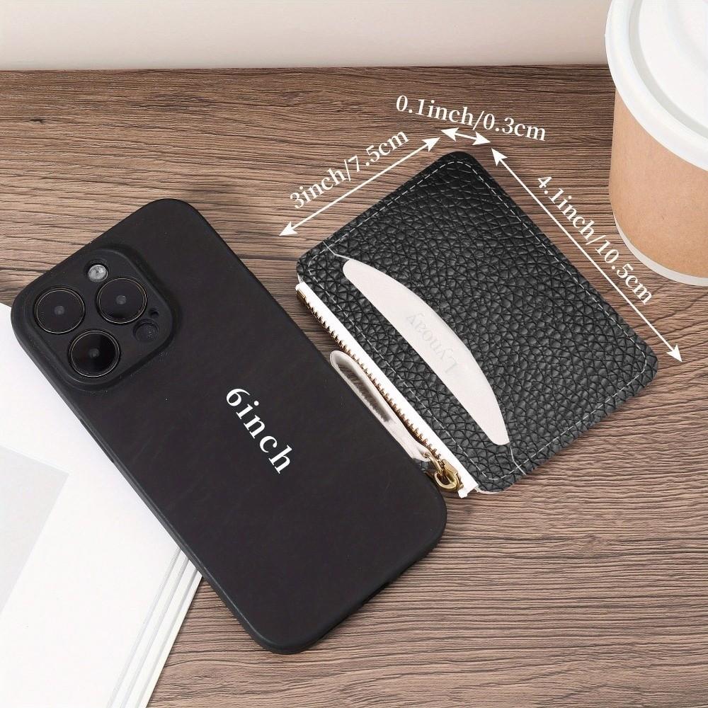New PU Leather Credit Card Holder Multiple Card Slots Water-resistant Zipper Wallet Slim Simple Card Case for Women Girls