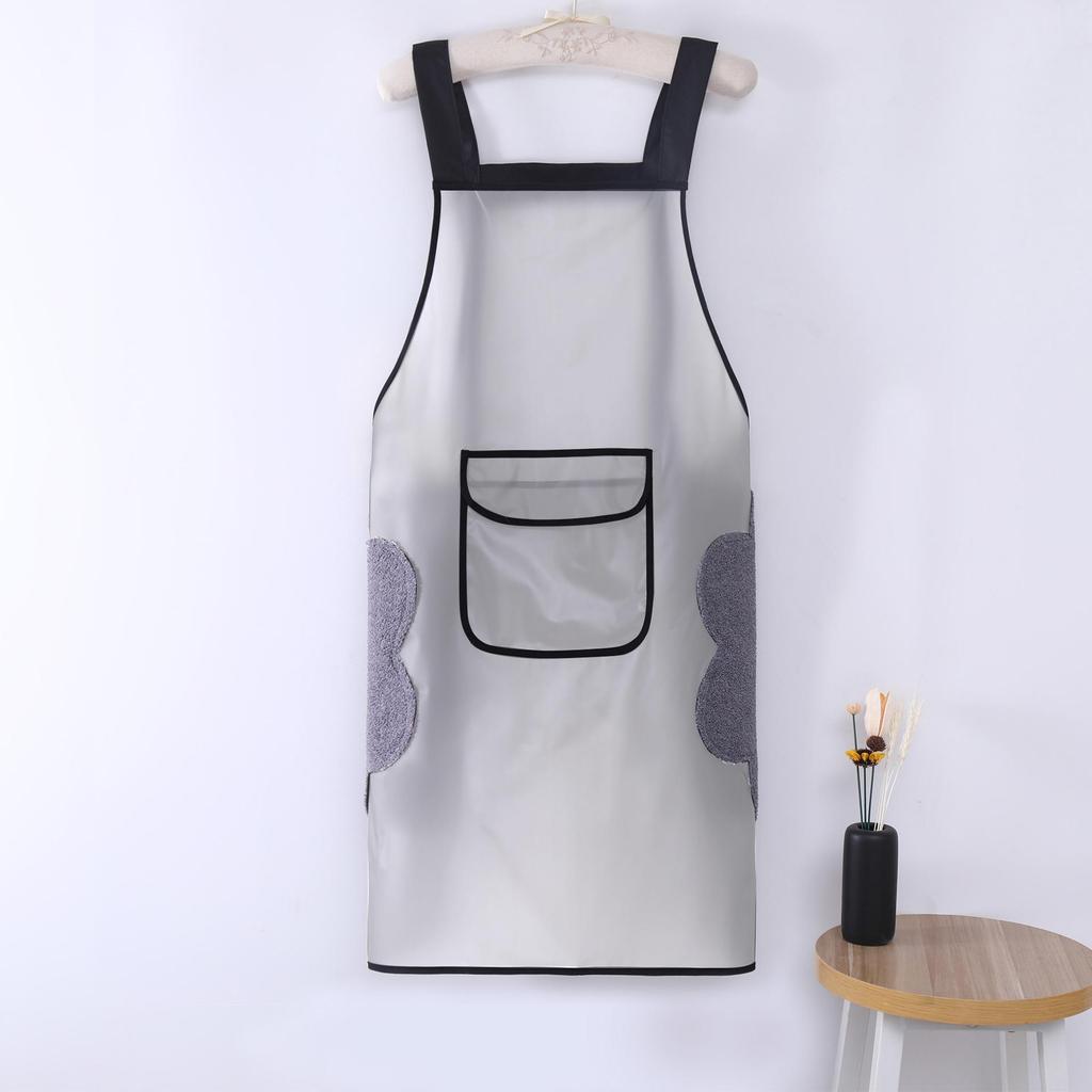 Waterproof Oil-Proof Semi-Transparent TPU Cooking Apron for Adults - Soft Leather, Hand Wiping, and Extended Coverage for Dishwashing.