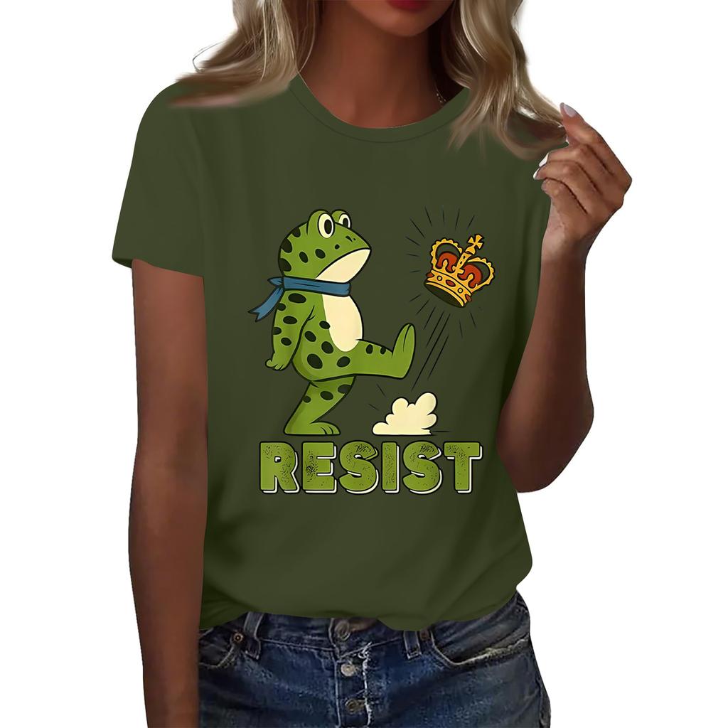 Women's Printed Round Neck Short Sleeve Top