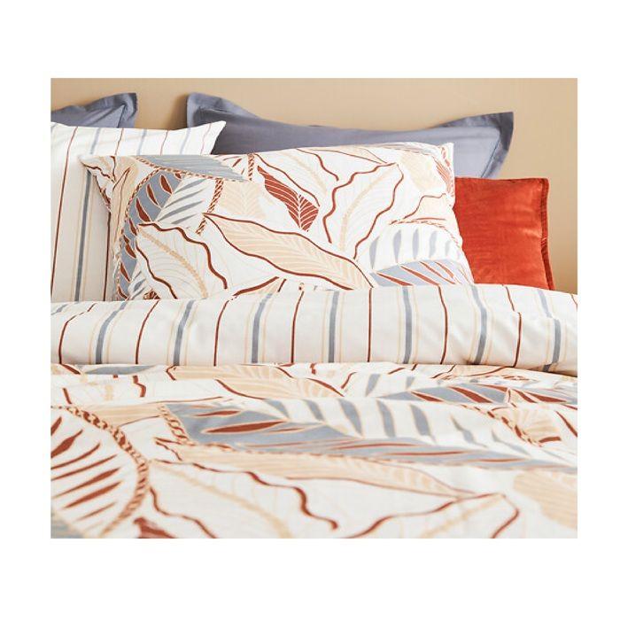 Housse couette + taie 220 x 240 cm Feuilles graphiques skyra