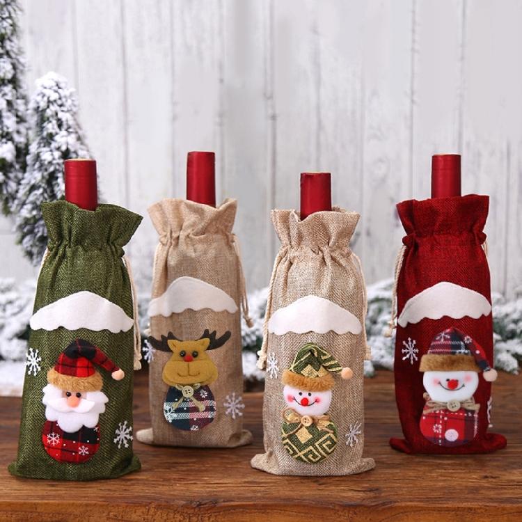 Christmas Wine Bottle Cover Wine Gift Bag New Year 2023 Xmas Gifts Holiday Party