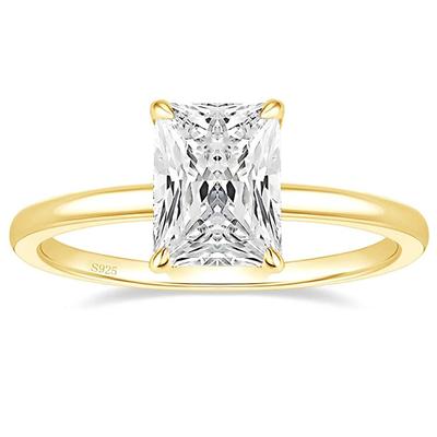 Anillos de Compromiso de Plata de Ley 925 de 3CT Corte Radiante Solitario Circonita Cúbica Anillo de Promesa de Boda Alianzas de Boda para Mujer