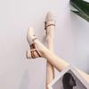 Baotou Sandals Women's 2025 New Summer Wear Medium Heel Thick Heel High Heel with Skirt Temperament French Single Shoes