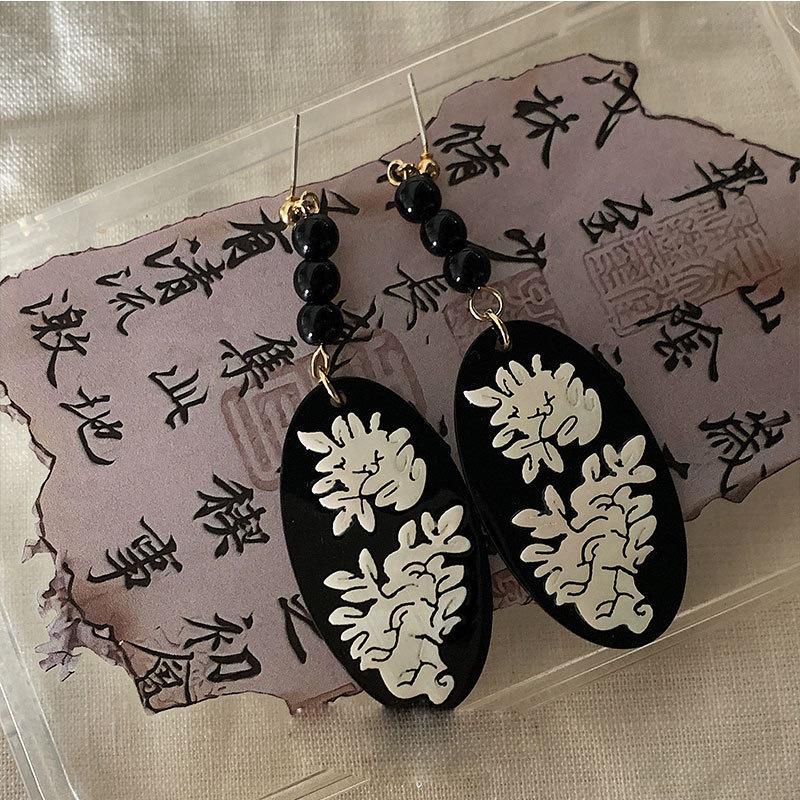 New Chinese Ethnic Style Retro Versatile Earrings Chinese Style Ancient Style Fringed Earrings Cheongsam Hanfu Cold Ear Jewelry