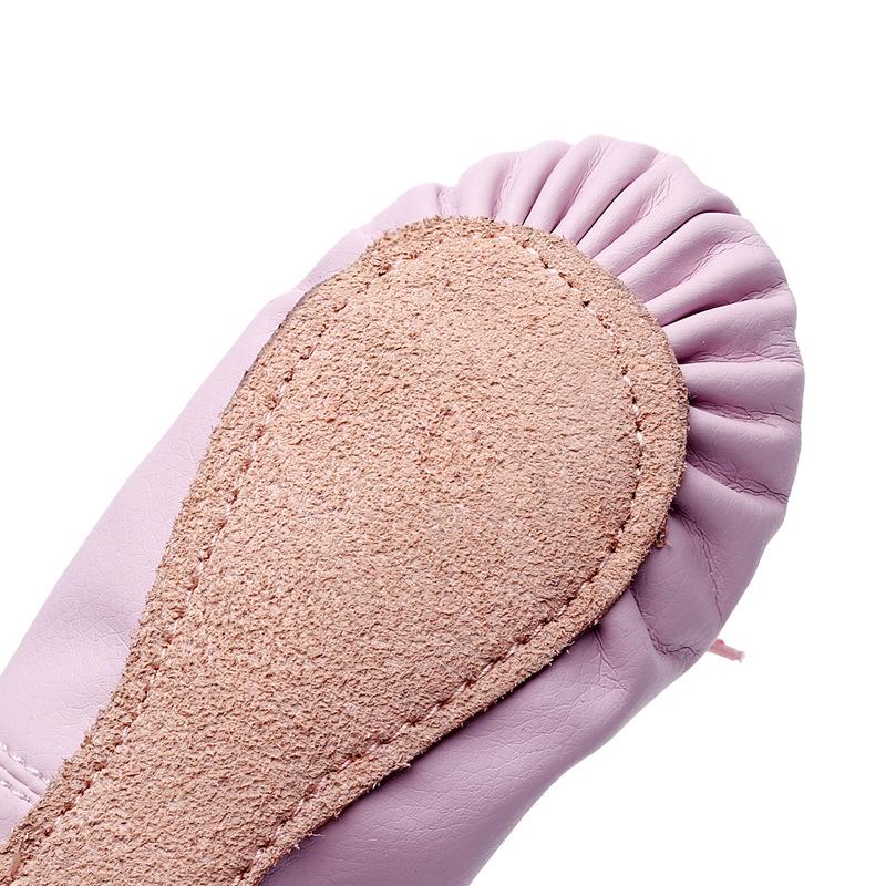 Scarpette da ballo per bambina, morbide in pelle, ballerine, suola intera, allacciate, per yoga, ginnastica, ragazzi, prove sul palco, scarpette da ballerina