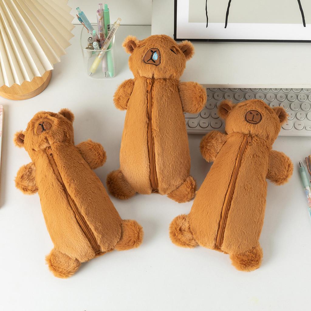 Cute Plush Capybara Pencil Pouch With High Capacity For School And Travel Gift