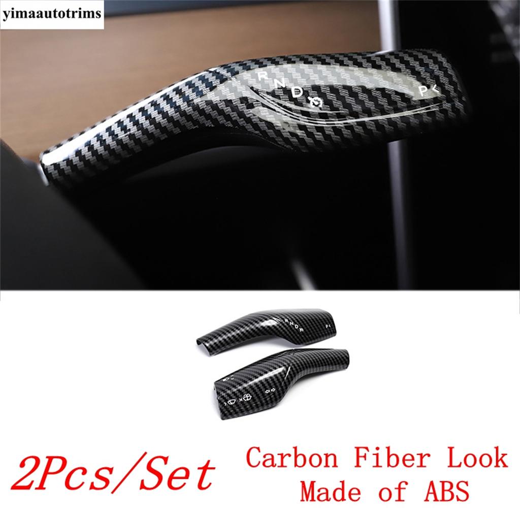 

Column Gear Shift Cover Steering Lever Handle Protection Shifter Shell Wiper Accessories For Tesla Model 3 Model Y 2018 - 2024 Carbon Fiber Look