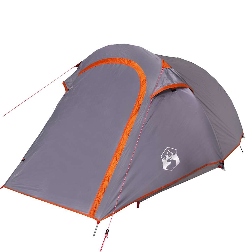 Tunnel Tent for 3 Persons Grey and Orange Waterproof