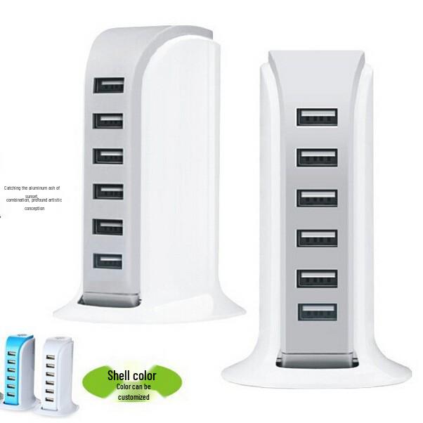 30W 6-Port USB Charger with Smart Distribution, 5V/6A, Sailboat Design