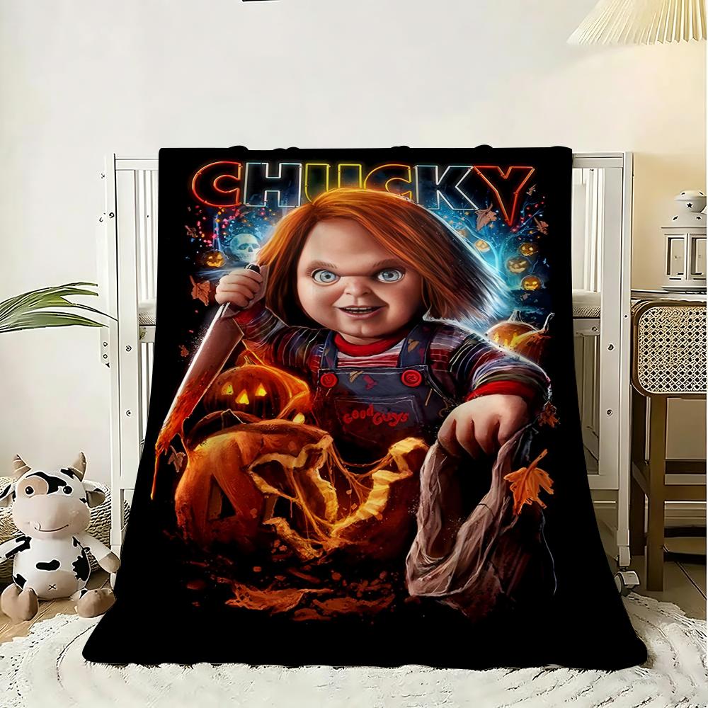 C-Chucky Horror Movie Throw Soft Flannel Throw Blanket, Lightweight Breathable Summer Nap Blanket For Home Travel Cozy Decor