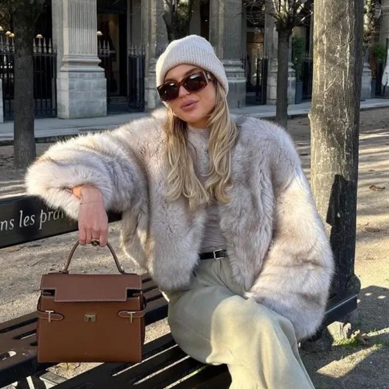 Fur jacket women's short fox hair women's high luxury luxury fluffy plush women's elegant temperament