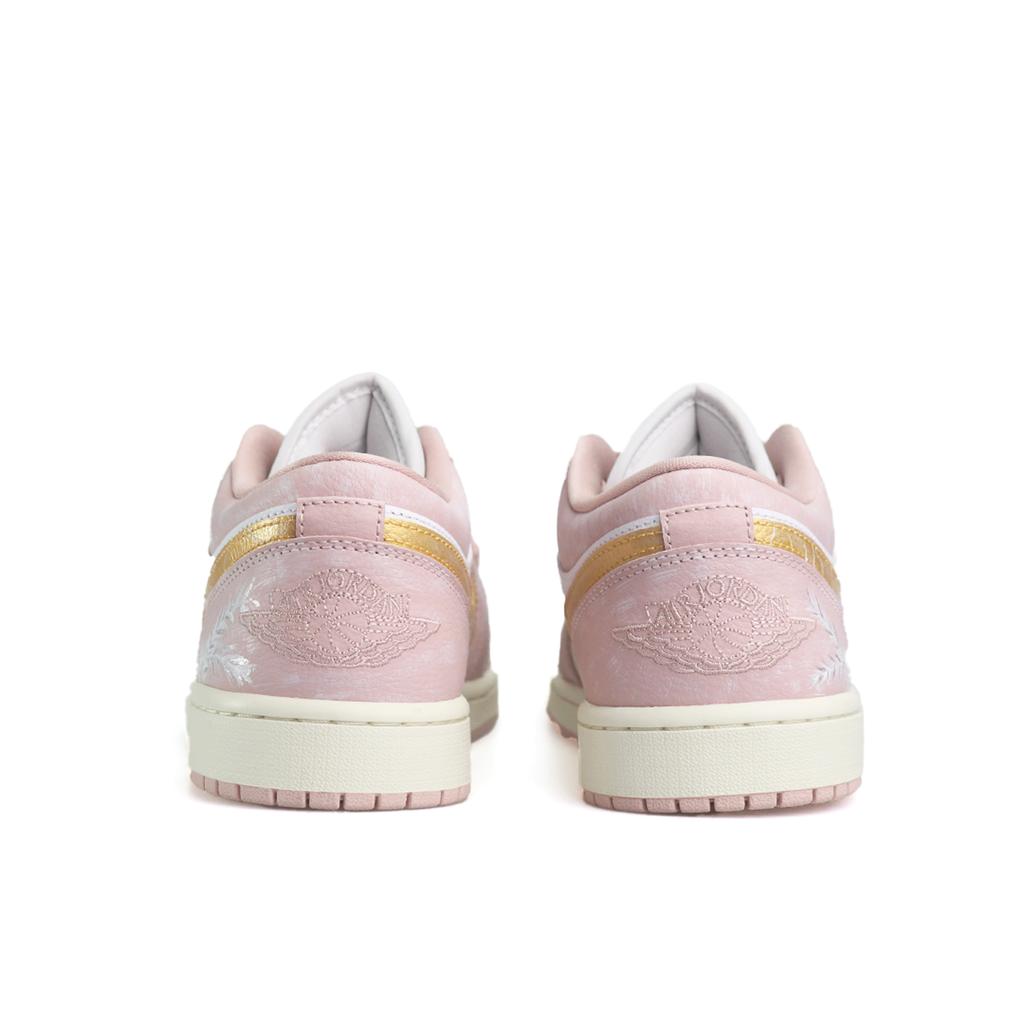Jordan Air Jordan 1 Pink Feather Light Song Shopping Bag AJ1 Low Abrasion Resistant Low top Vintage Basketball Shoes DC0774-162(Team1093-SBOX)