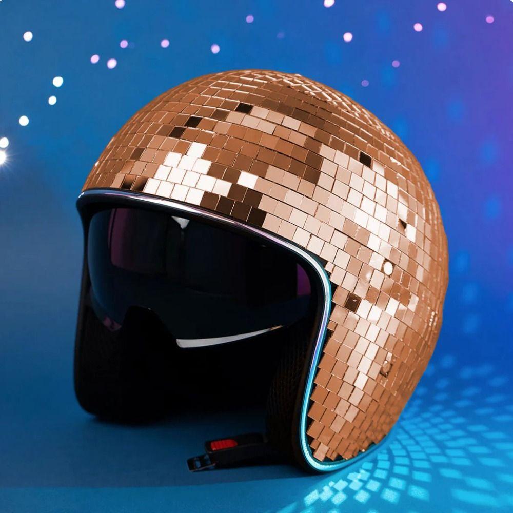 Stunning Light Effects Glitter Mirror Helmet Retractable Flip Visor Helmet  Music Festivals