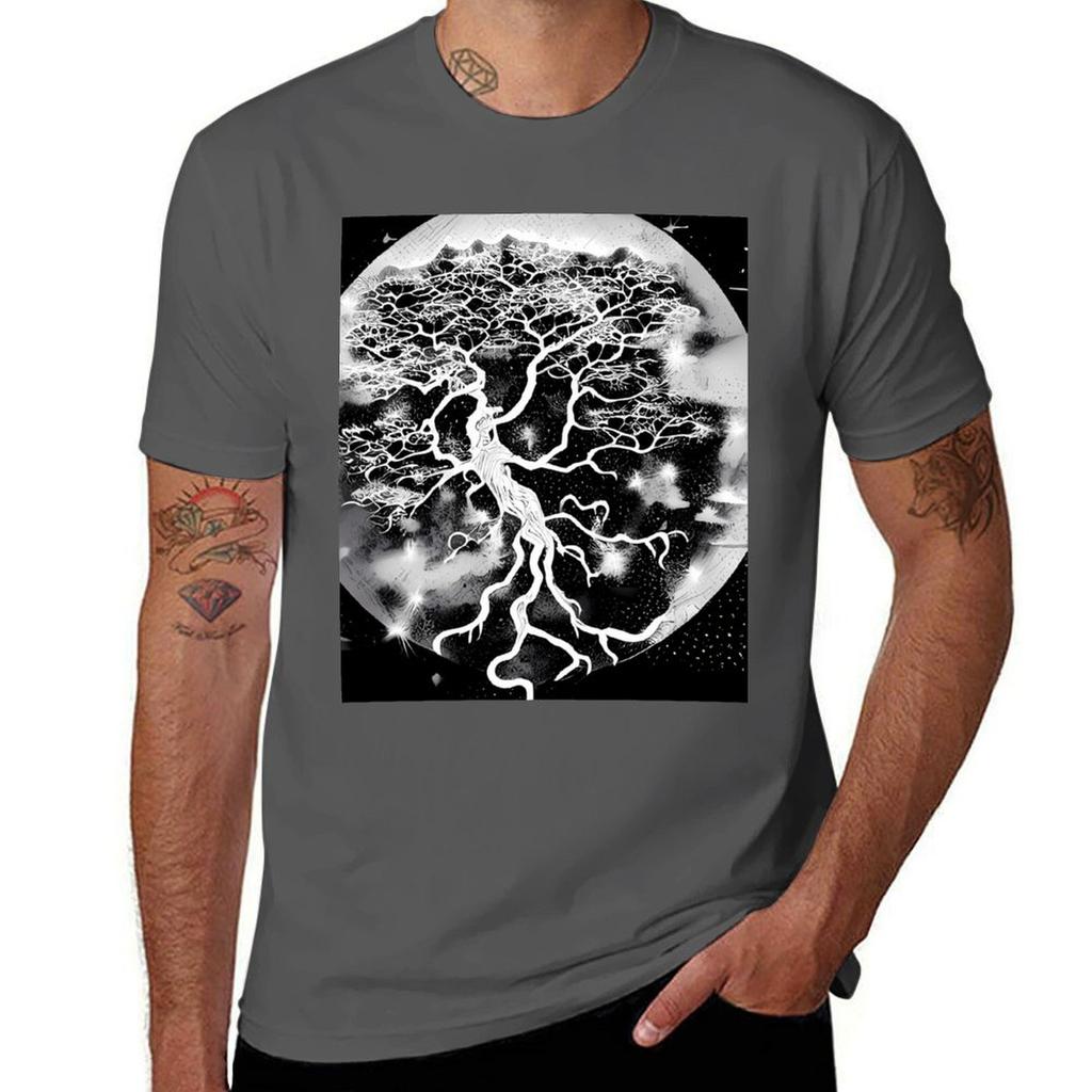Bawełna na koszule męskie koszule Moon man t t T-Shirt bawełna paczka Bonsai