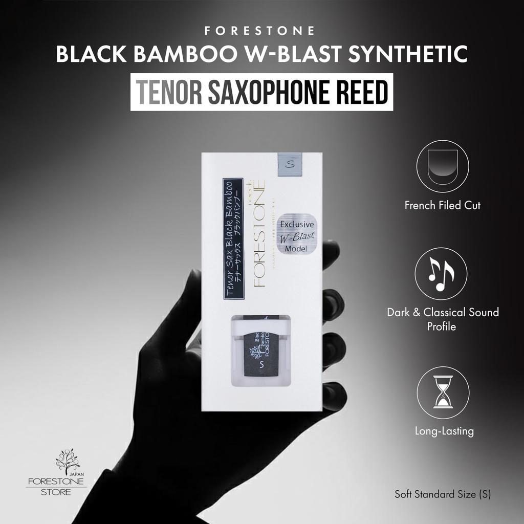 FORESTONE Black Bamboo W-Blast Reed for Tenor Saxophone, Hardness S (Soft), Model FBWTS, Double-Side Blast Finish for Bright Sound