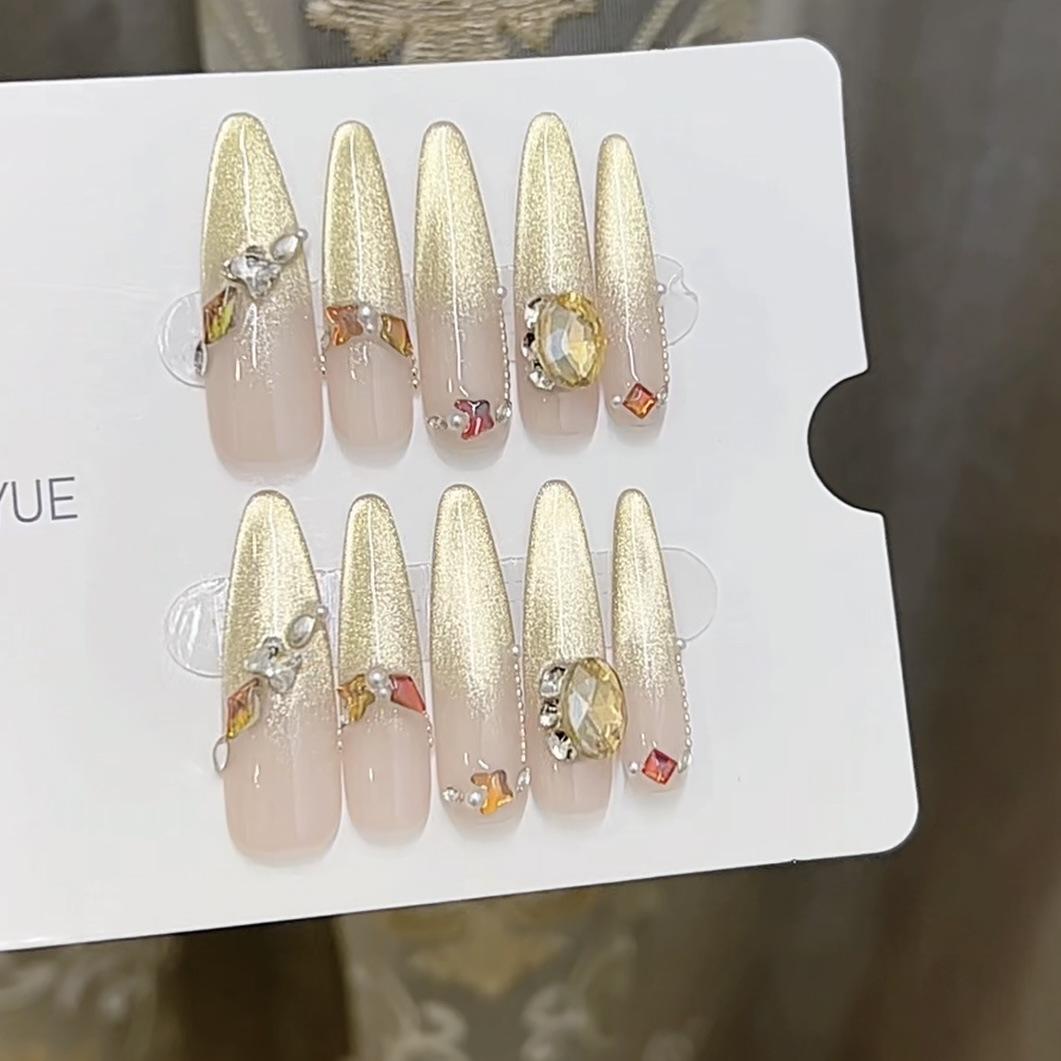 

Чисто ручная работа Фототерапия Носимая броня Флэш Готовый продукт Многоразовые накладные ногти large L