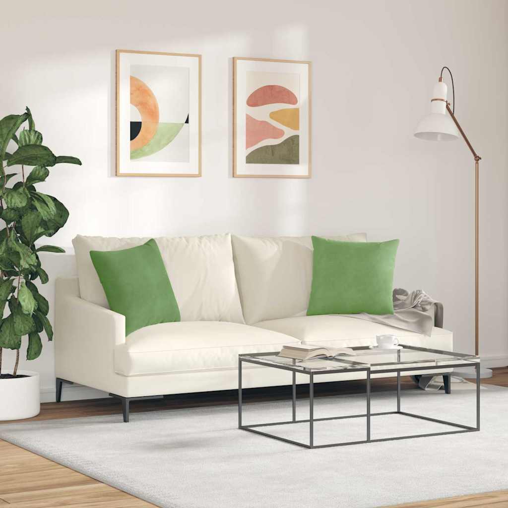 Sofa Cushions 2 Pieces Light Green 45 x 45 cm Cord Fabric