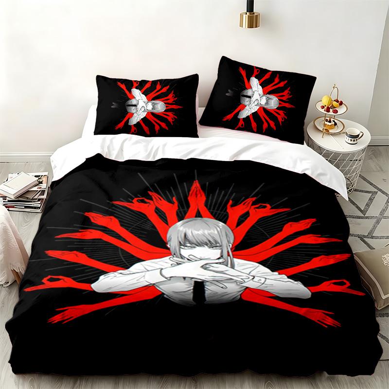 Chainsaw Man 3pc Set Perfect for Bedroom Use Comfortable Bedding Set Includes a Duvet Cover and Two Pillowcases Ideal Birthday or Christmas Gift