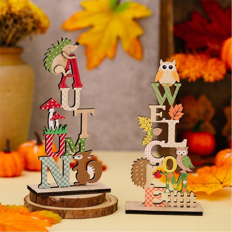 Wood Autumn Signs for Thanksgiving Mantelpiece Embellishments for Autumn Home Garden Decors