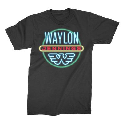 Waylon Jennings Neon Mens T Shirt Music Classic Concert Rock Band Tee New Black