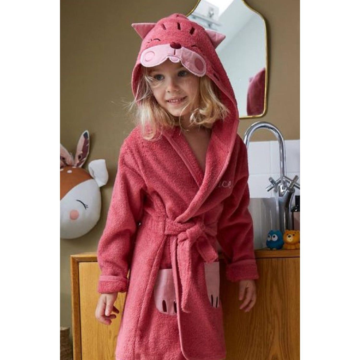 

Рожевий дитячий халат Princess з капюшоном 3-4 Yaş рожевий