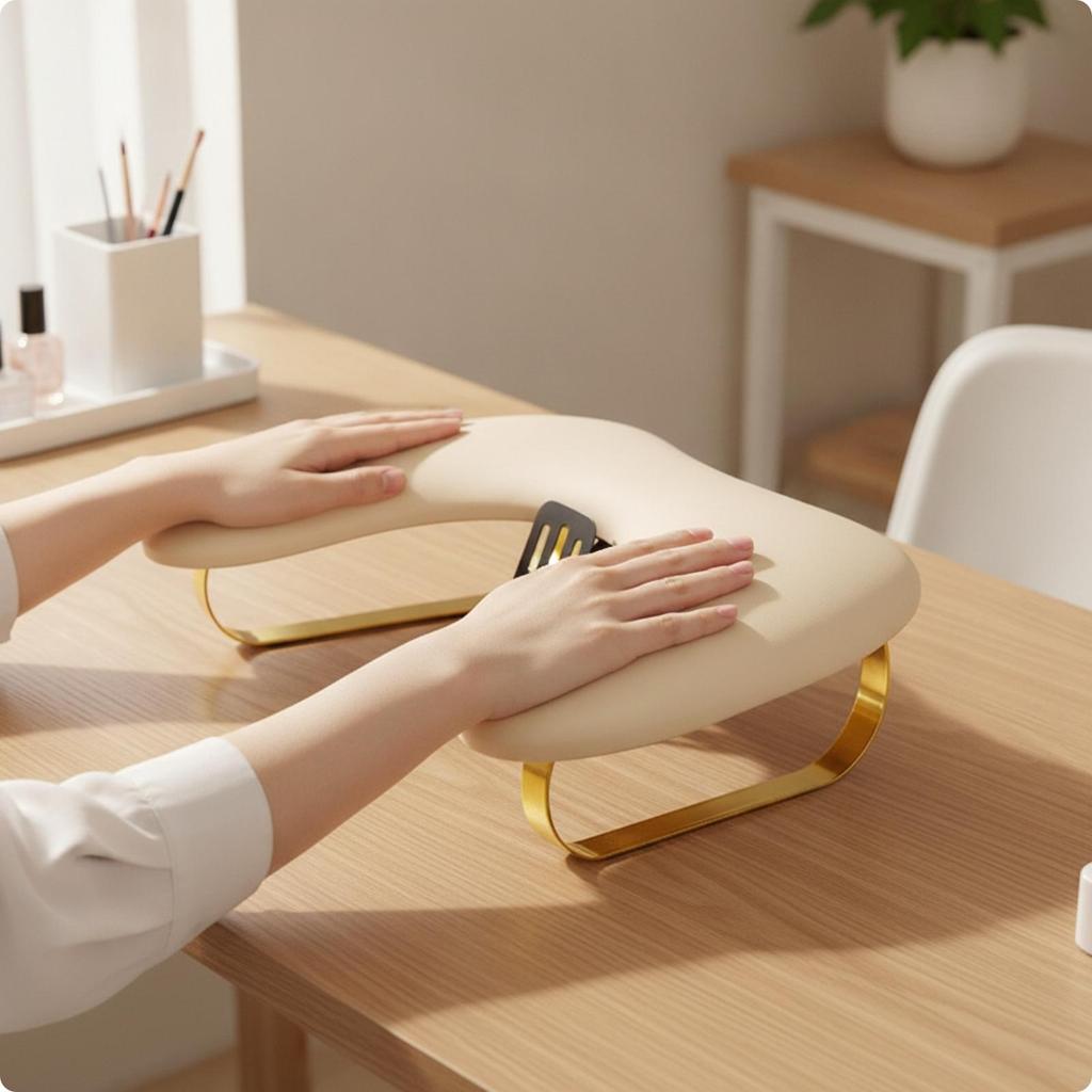 U-Shaped Nail Hand Rest Ergonomic with Metal Frame Manicure