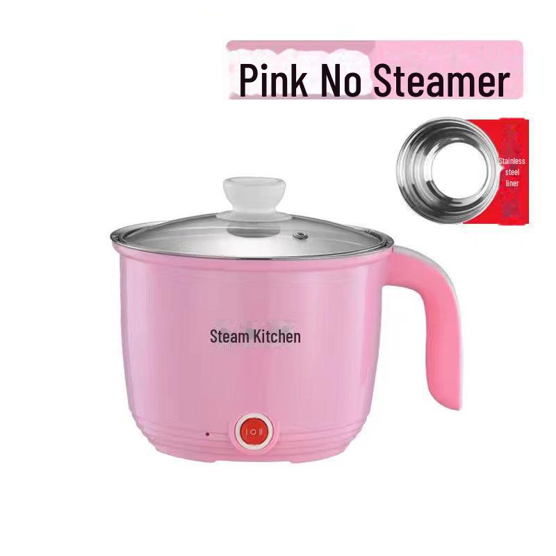 Perfect choice for your home Compacte Multifunctionele Elektrische Koker: Anti-aanbak Mini Hot Pot & Koekenpan voor Studentenkamer of Thuisgebruik stainless steel liner + switch gear roze