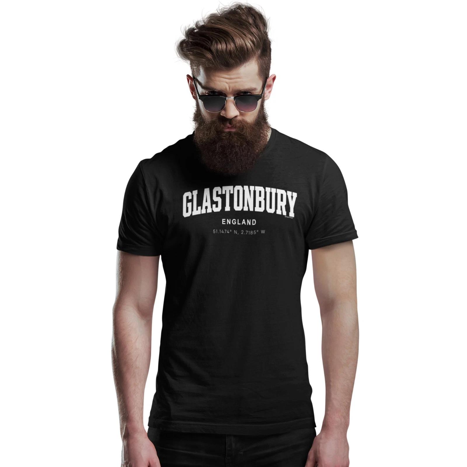 Glastonbury Varsity Style Print With Coordinates Hand Printed T-Shirt L