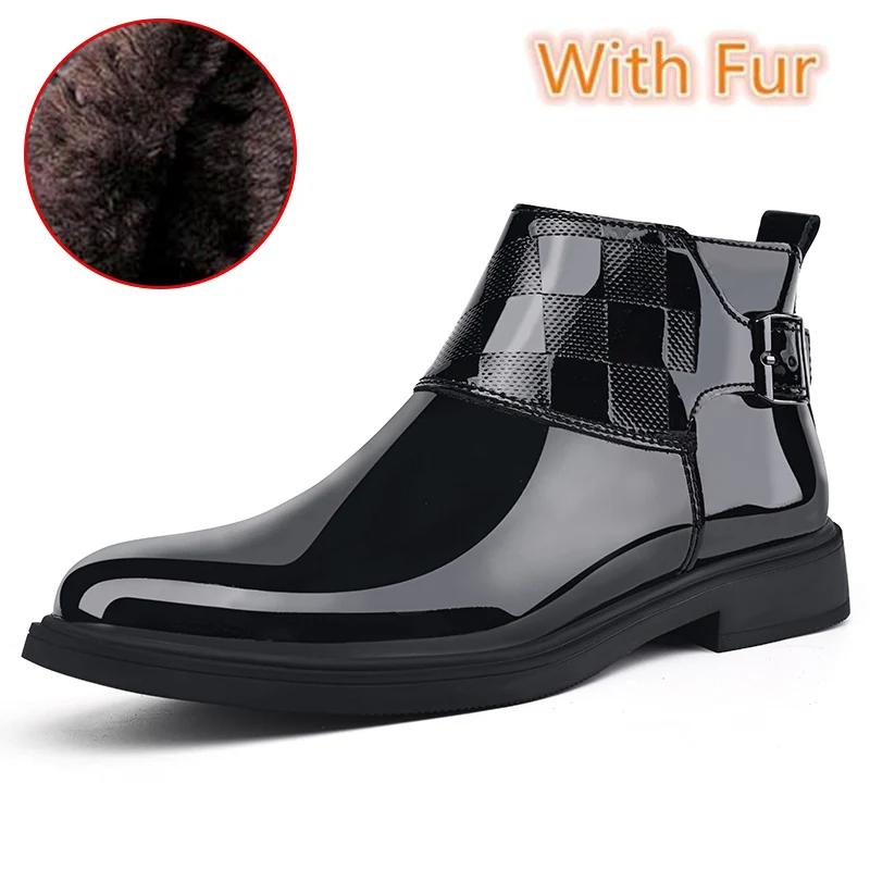 Fashion High Quality Men Chelsea Boots Genuine Leather Male Outdoor Footwear Zip Waterproof Ankle Boots New Mens Fashion Dress Boots