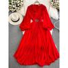 Lantern Long Sleeve Chiffon Dress Elegance Large Swing Trip Shoot