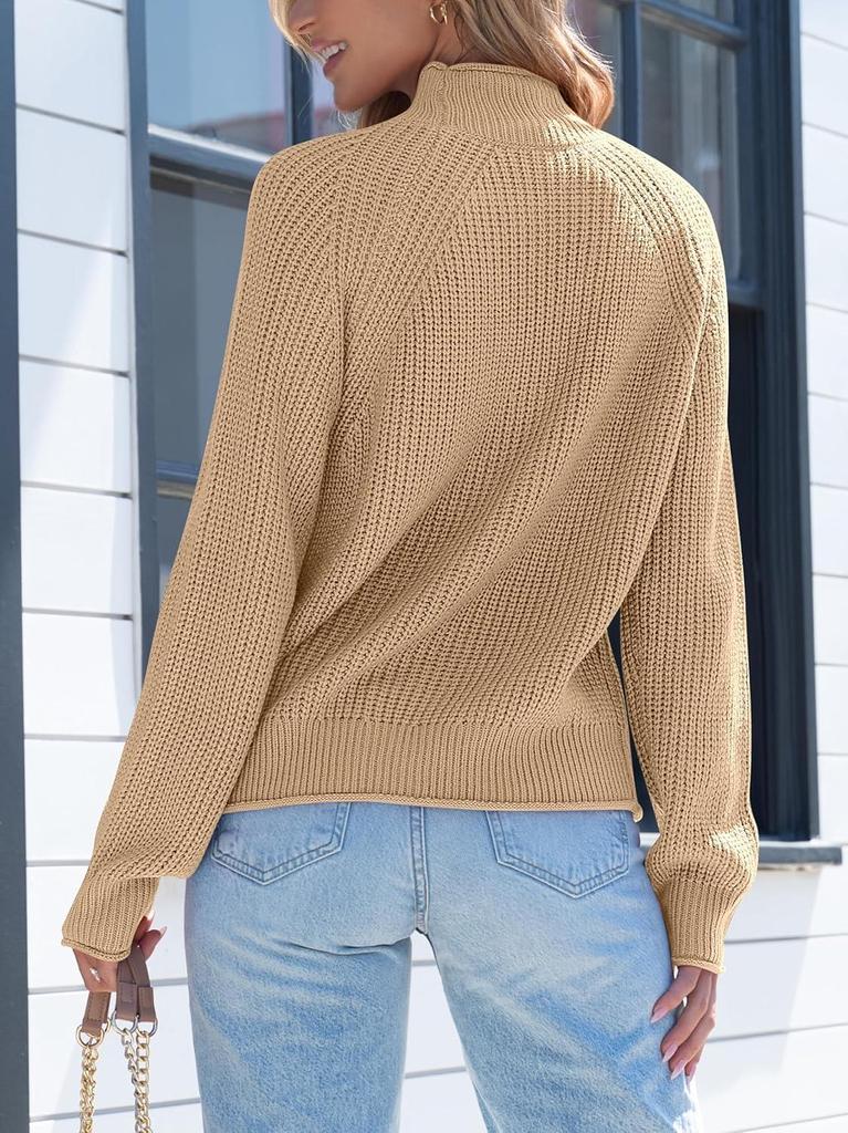 2026 Autumn/Winter Women's High Neck Solid Color Knit Sweater