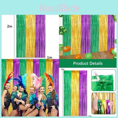 Bunte Mardi Gras Party Dekoration Grün Gold Lila 2 Meter Regenvorhang Hintergrund