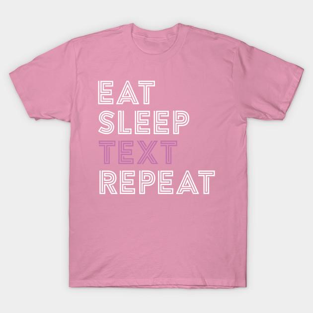 T Shirt Women Eat Sleep Text Repeat Harajuku Print Kawaii Tshirt Summer Short Sleeve Female T-Shirt Top Tee
