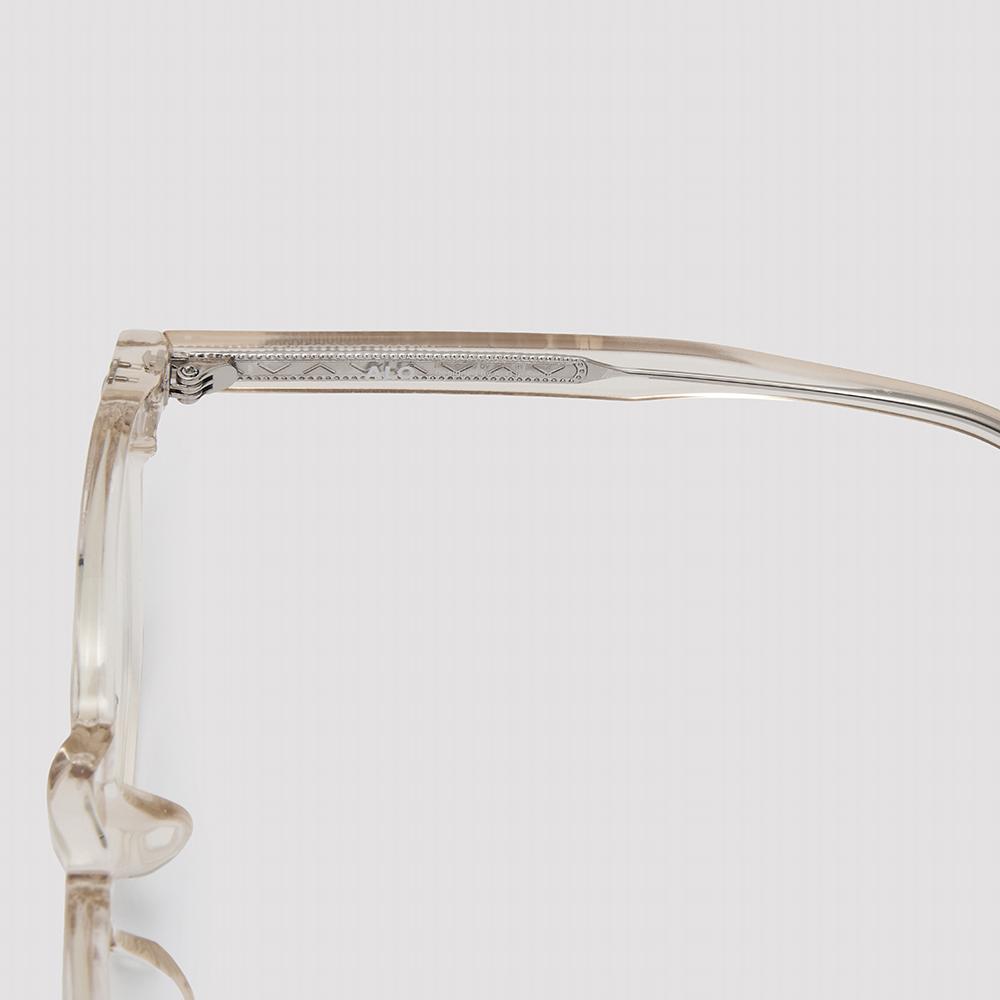 Alloaiweeo [Essential] Al5507 2525G French Square Amber Eyeglass Frames Blue Light Blocking Lenses Selection
