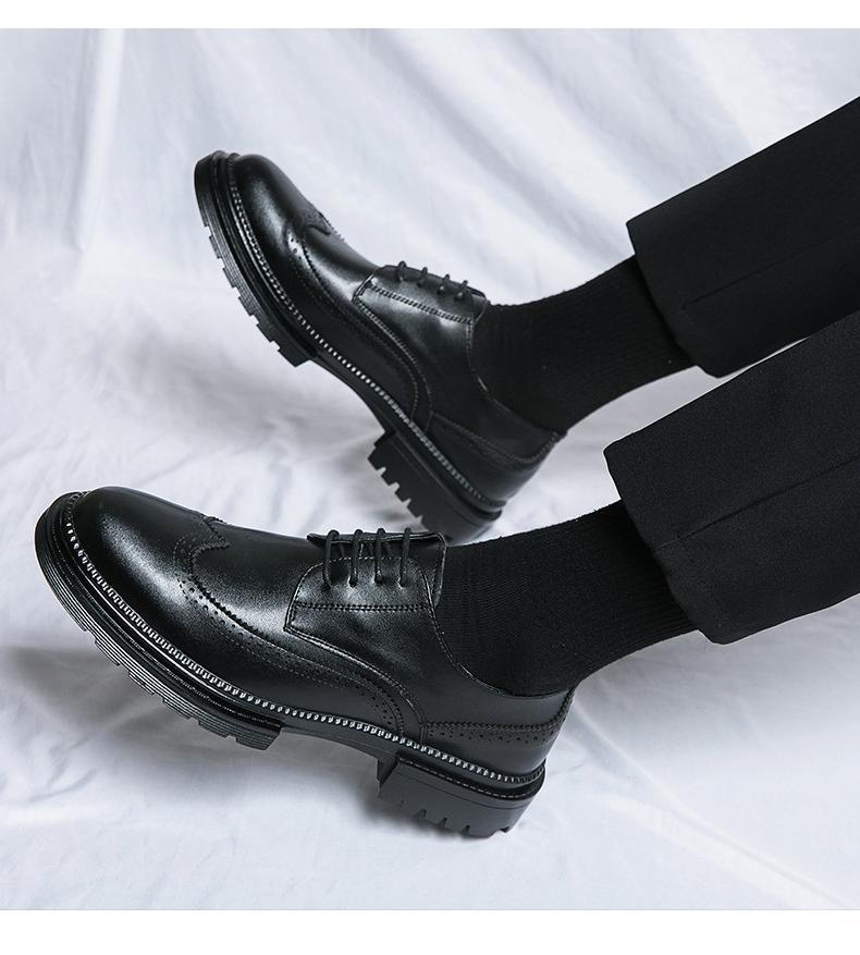 Дешевые 22 Весна Деловое Платье Кожаная Обувь Британский Стиль Обувь Брок Обувь Молодежные Детали 38 чёрный