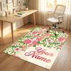 Floral Elegance Theme Soft Crystal Velvet Rug Custom Name & Text Print Non Slip Floor Rug for Bedroom Living Room
