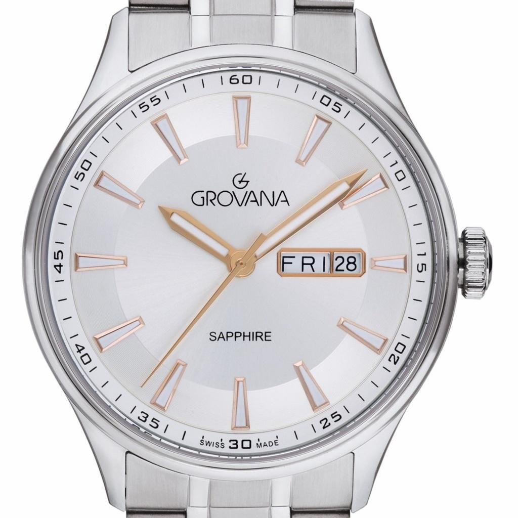 Grovana St. Andrews Edelstahl Silbernes Zifferblatt Quarz 1194.1128 Herrenuhr