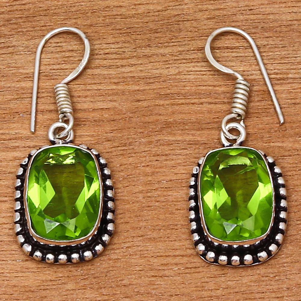 Peridot Quartz Gemstone Jewelry Bracelet &Earring 7-8''