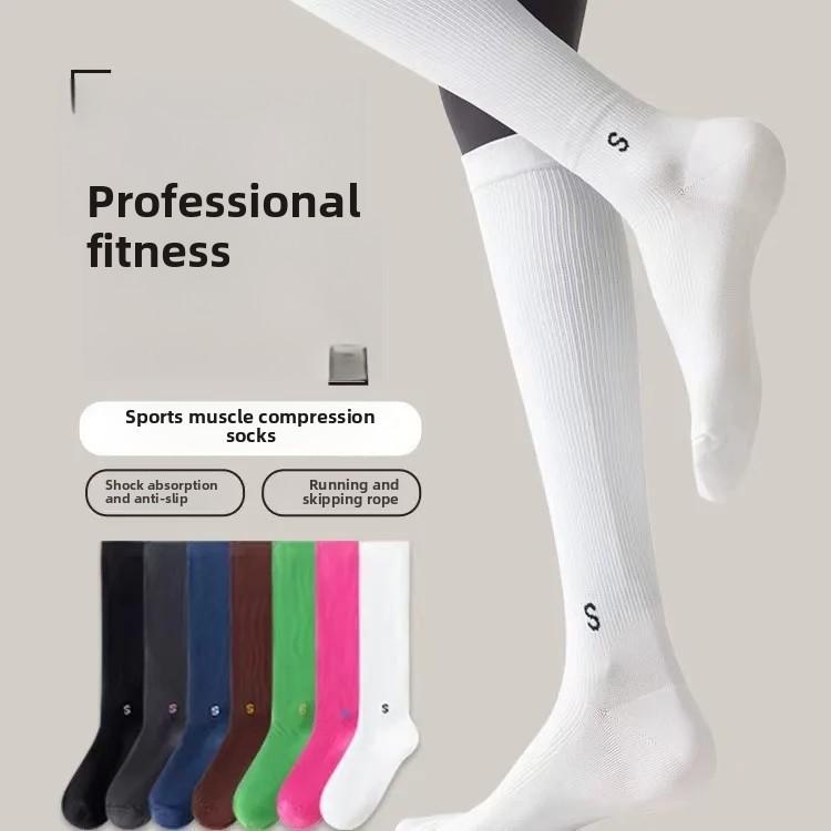 Sport Compression Long Tube Socks Women's Running Socks Anti-slip Yoga Socks Fitness Summer Professional Jump Rope Socks