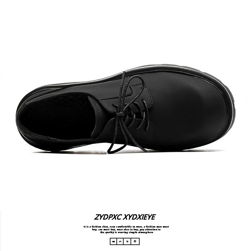 Commuter Derby shoes big head leather shoes men's heightened platform British style round head black high sense 8234-E