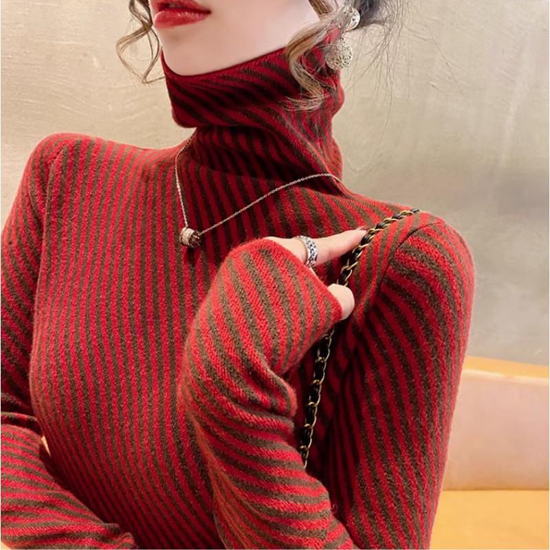 

Niche Полосатая водолазка женская нижняя рубашка модная и зарубежная весна новая популярная внутренняя XL