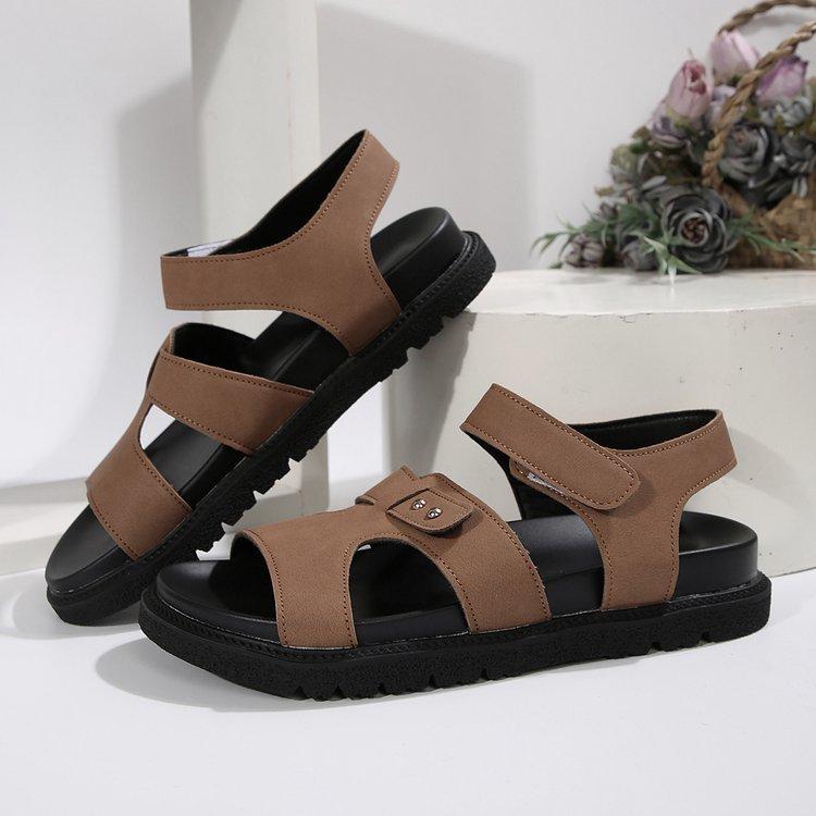 Fashion 2025 Large Size Women Sandals  New Style One-word Solid Color Casual  Thick Bottom Fashionable Beach Sandals Sandalias De Mujer
