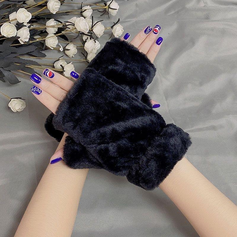 

Женские осенние и зимние милые теплые перчатки ветрозащитные бархатные утолщенные перчатки студенческие писчие перчатки чёрный