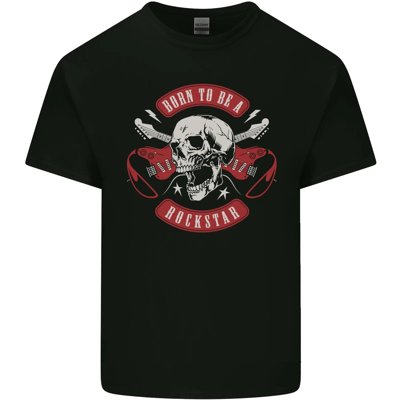 Born to Be a Rockstar Guitar Rock Music Skull Kids T-Shirt Childrens 4XL