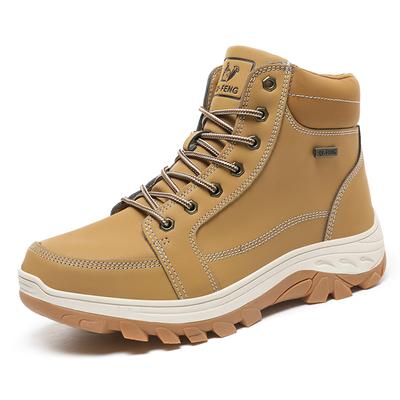 Fashion Boots Men High Top Boots Leather Waterproof Winter Fashion Plush Shoes Outdoor Sneakers Lace Up Non-Slip Ankle Boots Male Size48