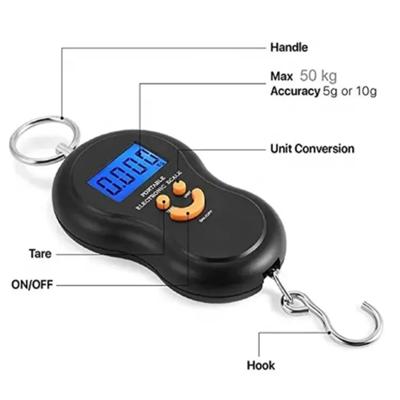 Electronic Portable Gourd Scale with Backlight for Purchasing Vegetables Electronic Scale Hook Portable Weighing 50KG 1PC