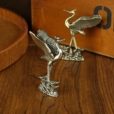 Brass Crane Small Ornament, Copper Handicraft, Pure Copper Desktop Tea Table, Tea Pet Ornament, Small Commodity